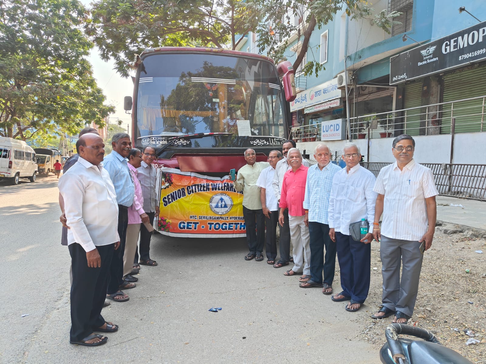 1.  Gathering at bus to start to get-together in Gandipet on 28th Feb, 2024.